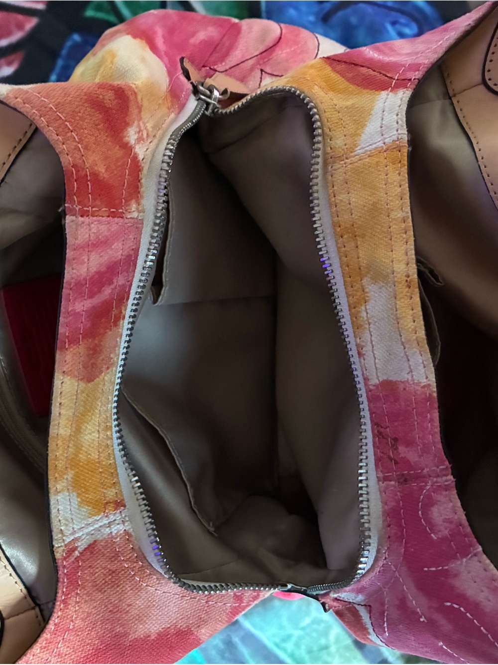 Coach Floral Canvas Hobo Bag in Pink, Yellow & Tan - Picture 4 of 6
